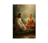 QUYHGAG Art Posters of Buddha And Jesus Canvas Poster Wall Art Decor Print Picture Paintings for Living Room Bedroom Decoration 08x12inch(20x30cm)
