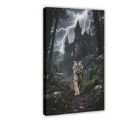 QUYHGAG Gothic Castle Trail Siberian Tiger (1) Canvas Poster Wall Art Decor Print Picture Paintings for Living Room Bedroom Decoration 16x24inch(40x60cm)
