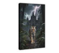 QUYHGAG Gothic Castle Trail Siberian Tiger (2) Canvas Poster Bedroom Decor Landscape Office Room Decor Gift 12x18inch(30x45cm)
