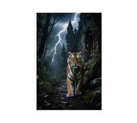 QUYHGAG Gothic Castle Trail Siberian Tiger (4) Canvas Poster Wall Art Decor Print Picture Paintings for Living Room Bedroom Decoration 08x12inch(20x30cm)