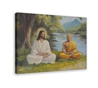QUYHGAG Jesus And Buddha in Meditation Poster Canvas Poster Bedroom Decor Landscape Office Room Decor Gift 16x24inch(40x60cm)