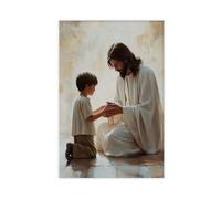 QUYHGAG Jesus And The Little Boy Praying Poster Canvas Poster Bedroom Decor Landscape Office Room Decor Gift 20x30inch(50x75cm)