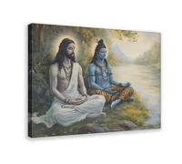 QUYHGAG Poster Jesus And Shiva Practising Together Canvas Poster Bedroom Decor Landscape Office Room Decor Gift 08x12inch(20x30cm)