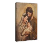 QUYHGAG Poster of Jesus with The Holy Parents Canvas Poster Wall Art Decor Print Picture Paintings for Living Room Bedroom Decoration 08x12inch(20x30cm)