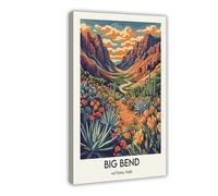 QUYHGAG Retro Big Bend National Park Poster Art Canvas Poster Bedroom Decor Landscape Office Room Decor Gift 08x12inch(20x30cm)