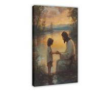 QUYHGAG The Little Boy Jesus Prayer Art Canvas Poster Wall Art Decor Print Picture Paintings for Living Room Bedroom Decoration 12x18inch(30x45cm)