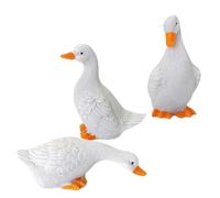 QUYHMER 3 Pack Mini Resin White Duck, Small Duck Figurine Ornaments, Micro Landscape Animal Sculptures for Fairy Garden, Flower Pot, Aquarium, Patio & Yard Decor