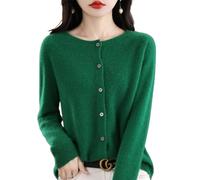 QuyiFa 2024 Cashmere Button Front Long Sleeve Cardigan Soft Warm Knit Elastic Jumpers,Cashmere Sweaters for Women,Cashmere Cardigan Sweaters for Women,Wool Sweater Women (Dark Green,M)