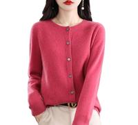 QuyiFa 2024 Cashmere Button Front Long Sleeve Cardigan Soft Warm Knit Elastic Jumpers,Cashmere Sweaters for Women,Cashmere Cardigan Sweaters for Women,Wool Sweater Women (Raspberry,XXL)