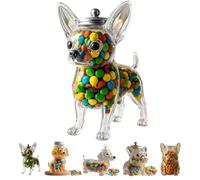 QuyiFa Chihuahua Candy Jar, Reusable Dog Treat Glass Jar, Durable Animal Shaped Pet Lovers Gift, Airtight Dog Treat Container With Lid,Food Storage Kitchen,For Cookies, Candys (A)