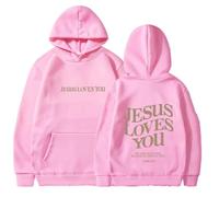 QuyiFa Jesus loves you hoodie, Jesus loves you sweatshirt,Cute Jesus hoodie, tops men and women pullover long sleeve (Light pink,M)