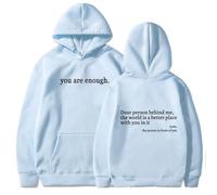 QuyiFa You are Enough Hoodie, Dear Person Behind Me Hoodie, Dear Person Behind Me Sweatshirt,for Women Teen Girls Oversized Aesthetic Graphic Sweatshirt Pullover Top (Sky blue,S)