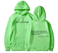 QuyiFa You are Enough Hoodie, Dear Person Behind Me Hoodie, Dear Person Behind Me Sweatshirt,for Women Teen Girls Oversized Aesthetic Graphic Sweatshirt Pullover Top (Light green,M)