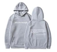 QuyiFa You are Enough Hoodie, Dear Person Behind Me Hoodie, Dear Person Behind Me Sweatshirt,for Women Teen Girls Oversized Aesthetic Graphic Sweatshirt Pullover Top (Light gray,S)