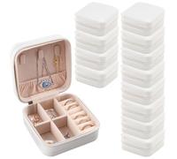 QUYLIXX 12 Pcs Mini Travel Jewelry Case Bridesmaid Proposal Gift Boxes Small Jewelry Organizer PU Leather Earring Organizer Box Bulk Travel Accessories Portable Travel Jewelry Holder