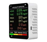 Quystetes 6 in 1 Multifunctional Air Quality Tester LCD Display Home Indoor Office Wall Mounted Air Quality Tester