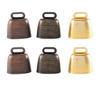 Quystetes 6 Pieces Cow Horse Sheep Grazing Small Brass Bells Cowbell Retro Bell for Grazing Copper(Green Bronze, Red Bronze, Gold)