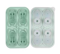 Quystetes French Bulldog Ice-Cube Mold, 4 Hole Fun Shapes Frenchie Bull Dog Ice-Cube Tray for Whiskey,Cocktail, Green Easy to Use 10.9 X 18.1 X 5.2cm