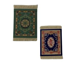 Quystetes Mini Persian Woven Coasters Carpet Pattern Coaster Dining Table Decoration Technology.Blue-Green