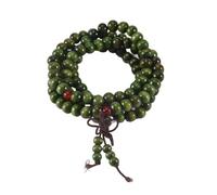 Quystetes Olive Green Sandalwood Beads Buddha Buddhist Stretch Necklace Rosary 29"