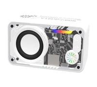Quystetes Portable Intelligent Mini Speaker Bluetooth-Compatible 5.3 with LED Colorful Light Transparent Mecha Type-C Charging A