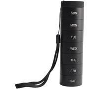 Quystetes Weekly Travel Stackable Pill Organizer, Metal Pill Case 7-Day Compartment Medicine Box Waterproof Pill Container Black Easy to Use