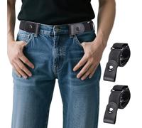 quyueug 2-Pack Adjustable No Buckle Belts for Men - Elastic Belt for Jeans/Shirts - Black-UNISEX - Effortless Waist Adjustment, Comfortable & Durable