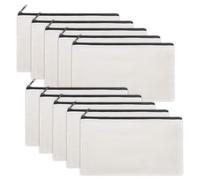 QuZCarious 12 Pcs Canvas Zipper Pouch White 8.2x4.7 inch Canvas Makeup Bag, Multipurpose Cosmetic Bag with Zipper Travel Toiletry Pouch, Blank DIY Craft Bag, White, S, Diy