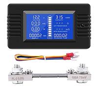 Quzenn DC Battery Monitor Power Meter Ammeter Digital DC 0-200V Shunt 100A Multimeter, Meter Voltmeter Capacity Tester