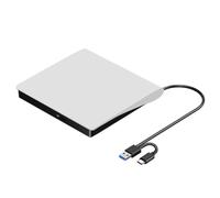 Quzenn External CD DVD +/-RW Drive, USB 3.0 & USB-C Portable CD & DVD ROM Burner Player Reader Writer Rewriter Disc Drive Easy to Use,White