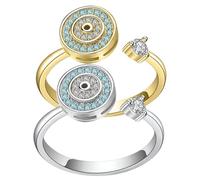 Quzente 2PCS Fidget Ring For Women, Fidget Ring, Adjustable Open Spinner Rings, Blue Evil Eye Rings, Fidgets Toy SensoryRings For Women Teen Girls