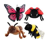 Quzente 4Pcs Cute Plush, Ants Bee Butterfly Ladybug, Realistic Soft Plush Toy, Educational Learning Toys, Vivid Stuffed Animals, For Boys Girls Children Play, Home Bedroom Sofa Decoration