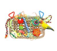 Quzente Bird Foraging Wall Toy,Grass Woven Parrot Toy | Parrot Shredding Toy, To Stimulate Mental Activity and Encourage Playful Behavior In Budgies, Cockatiels, Lovebirds