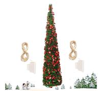 Quzente Christmas Tree with Lights - Glitter Christmas Tree with LED Colorful Lights - 5Ft Lifelike Plants for Indoor Bedroom Tabletop Desktop Outside Halloween Season Decorating