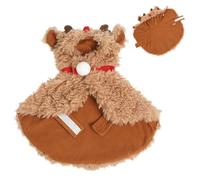 Quzente Deer Costume For Dogs - Winter Christmas Dog Cape - Plush Brown Deer Cat Clothes, Multifunctional Christmas Puppy Reindeer Costume For Family Gatherings, Photo Props And Daily Wear