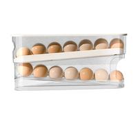 Quzente Egg Organizer for Refrigerator | Automatic Scrolling Egg Tray - Large Capacity Kitchen Organizer Solution for Home Cooks Busy Parents Freezer Pantry Picnic Camping
