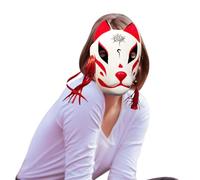 Quzente Kitsune Mask, Cosplay Mask With Elastic Tape, Kitsune Face Cover, Masquerade Props For Valentine's Day Party, Comic Shows And Performances (A)