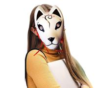 Quzente Kitsune Mask, Cosplay Mask With Elastic Tape, Kitsune Face Cover, Masquerade Props For Valentine's Day Party, Comic Shows And Performances (B)