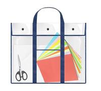 Quzente Large Poster Bag, Transparent PVC Folder PortfolioCase, Waterproof Art Poster Bag with Handle and Pocket, Carrying Storage Box for Painting Paper