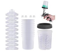 Quzente Paint Cups, Paint Spray GunDisposable Cup With Clear Scale For Car Spraying, Paint Measuring Cups With Lids, PlasticMeasuring Cups For Liquids, Mixing Resin, Paint, Pigment