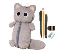 Quzente Plush Animal Pen Organizer Pouch, Cartoon Cat Pen Case, Multifunctional Hanging Cosmetic Bag, Creative Funny Plush Tissue Box, Multi-Function Storage Zipper Bag for Kids and Adults (Gray B)
