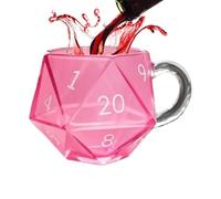 Quzente Polyhedron Dice Coffee Cup, Game Night Glass Mugs, Rainbow D20 Dice Cup, Game Night Coffee Mug, Novelty Drinkware, Present for Fantasy Lover