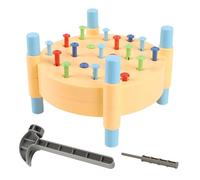 Quzente Pounding Bench Hammer Toy, Pounding Bench And Nails Kit, Pound A Peg With Wooden Hammer And 19 Color Pegs, Puzzle Developmental Toy For Babies And Children