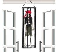 Quzente Prisoner Cage Ghost Halloween Hanging Decoration, Sensing Prisoner Cage Ghost Ornament, Scary Light Up Pendant, Indoor Outdoor Gag Joke Prop For Haunted House Party Halloween Decor (Pirate)