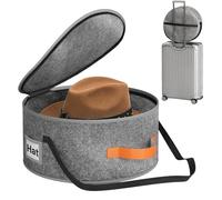 Quzente Round Cowboy Hat Box, Round Hat Boxes With Lid, Portable Hats Storage Box With Zipper And Handle, Large Felt Hats Organizer Bag, Space Saving Organizer For Storing Clothes, Toys