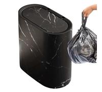 Quzente Small Bathroom Trash Can With Lid, Compact Bathroom Bin, Slim Bin, Waterproof Automatic Trash Can, Rectangle Narrow Waste Bins For Bedroom, Bathrooms, Kitchen, Bureau, 29.5x29x16cm