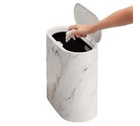 Quzente Small Bathroom Trash Can With Lid, Compact Bathroom Bin, Slim Bin, Waterproof Automatic Trash Can, Rectangle Narrow Waste Bins For Bedroom, Bathrooms, Kitchen, Bureau, 29.5x29x16cm