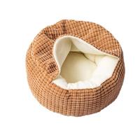 Quzente Small Cat Bed | Round Hooded Plush Warm Cave | Indoor Puppy Warm Bed | for Winter Bedroom Living Room Balcony Dogs Cats Bunnies Small Animals