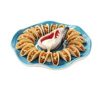 Quzente Sushi Serving Plate - Hand-Painted Ceramic Seafood Dish - Oceans Themed Condiment Dish - for Fish Taco Octopus Shrimp Sardine Burger Cheeseburger Cheese Sauce Snack Popcorn Food