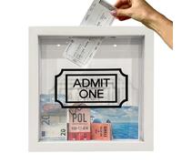 Quzente Ticket Shadow Box, Travel Ticket Box Photo Album Storage Box, Frame Has Slots Top, Suitable For Concerts, Cinemas, Airplane Ticket Stubs - 8/12 Inch